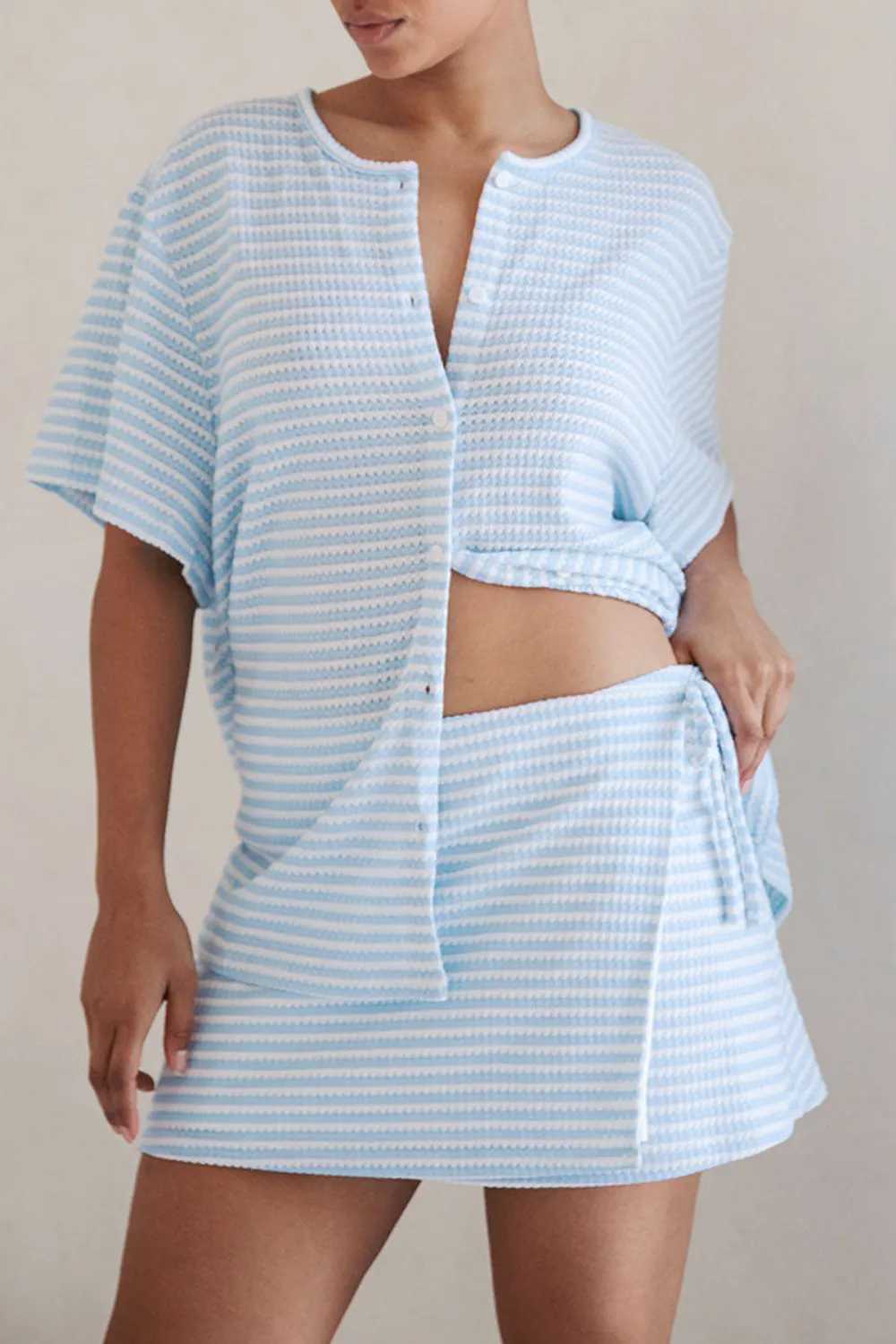 Striped Loose Fit Short Sleeve Shirt