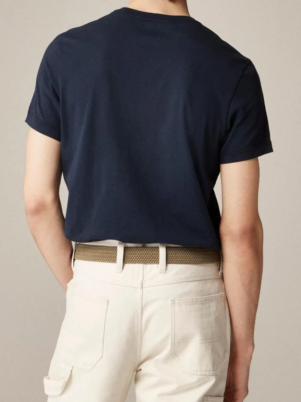 Navy Blue Solid Color Crew Neck T-Shirt