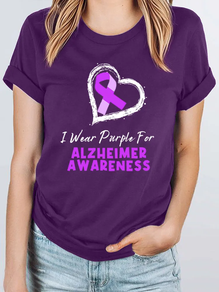 I Wear Purple For Alzheimer's Awareness Women's T Shirt