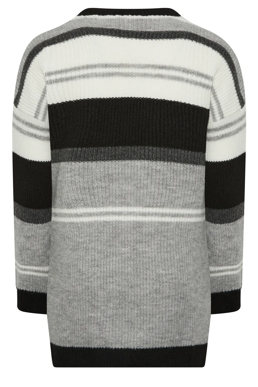 YOURS LUXURY Curve Grey Stripe Longline Jumper