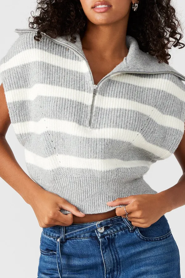 SLEEVELESS SWEATER GREY