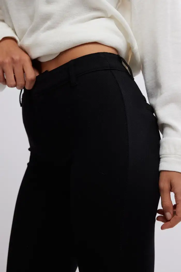 Black Cropped Slim-Fit Ankle Pants