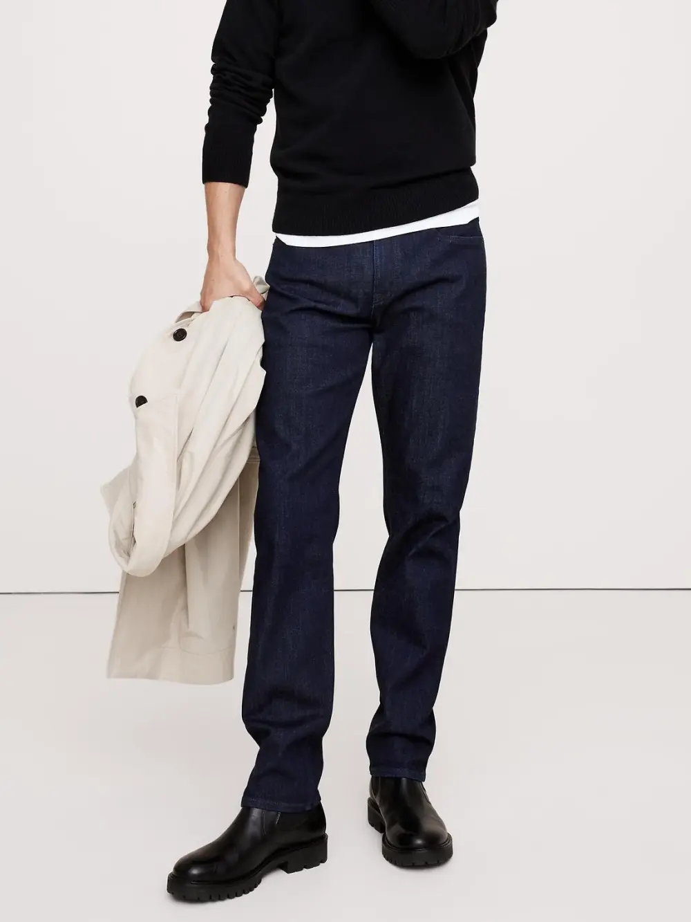 Men's  Rinse Dark Wash  Straight Soft Cotton Jeans