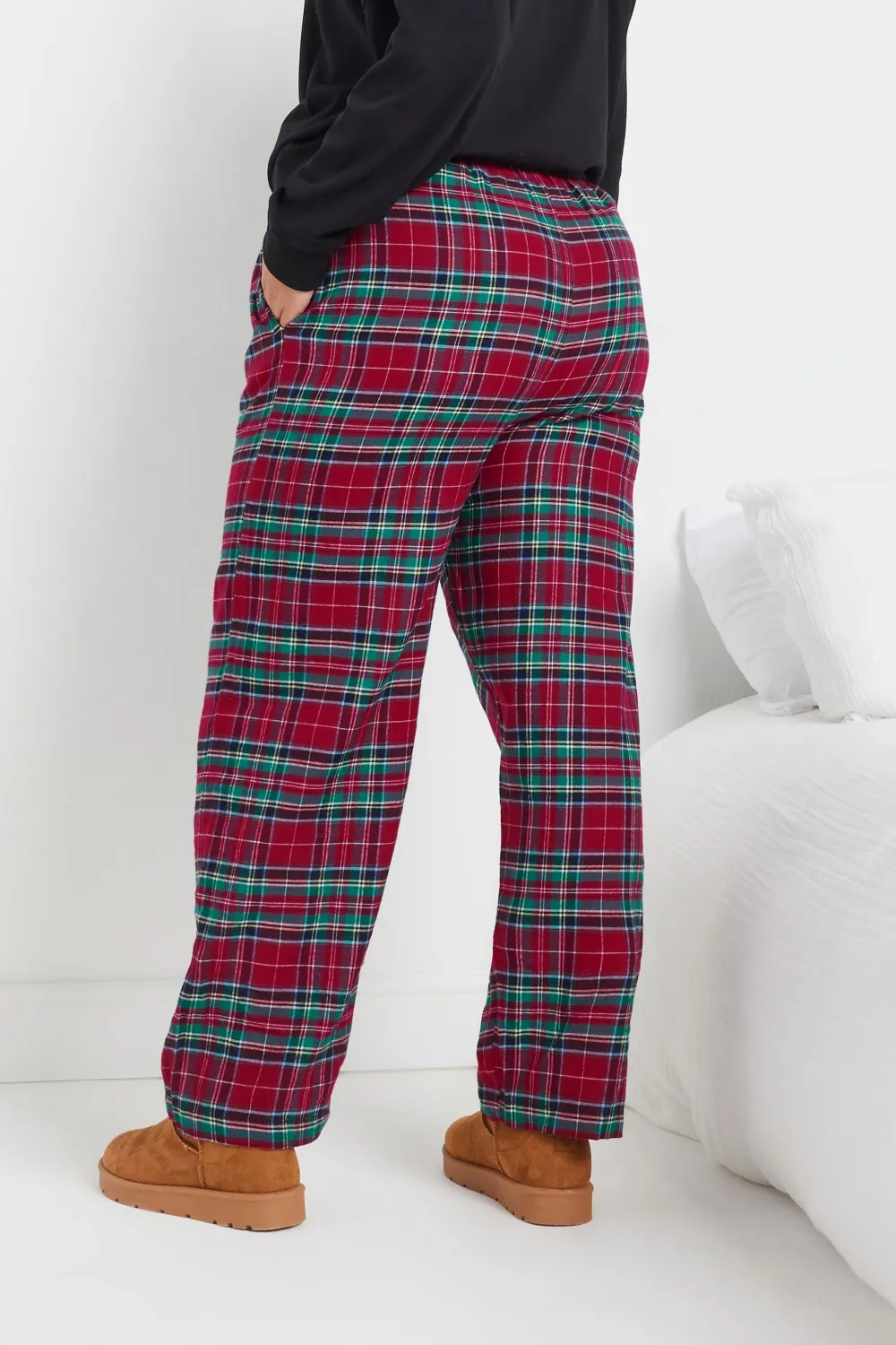 YOURS Curve Green & Pink Boyfriend Check Pyjama Bottoms