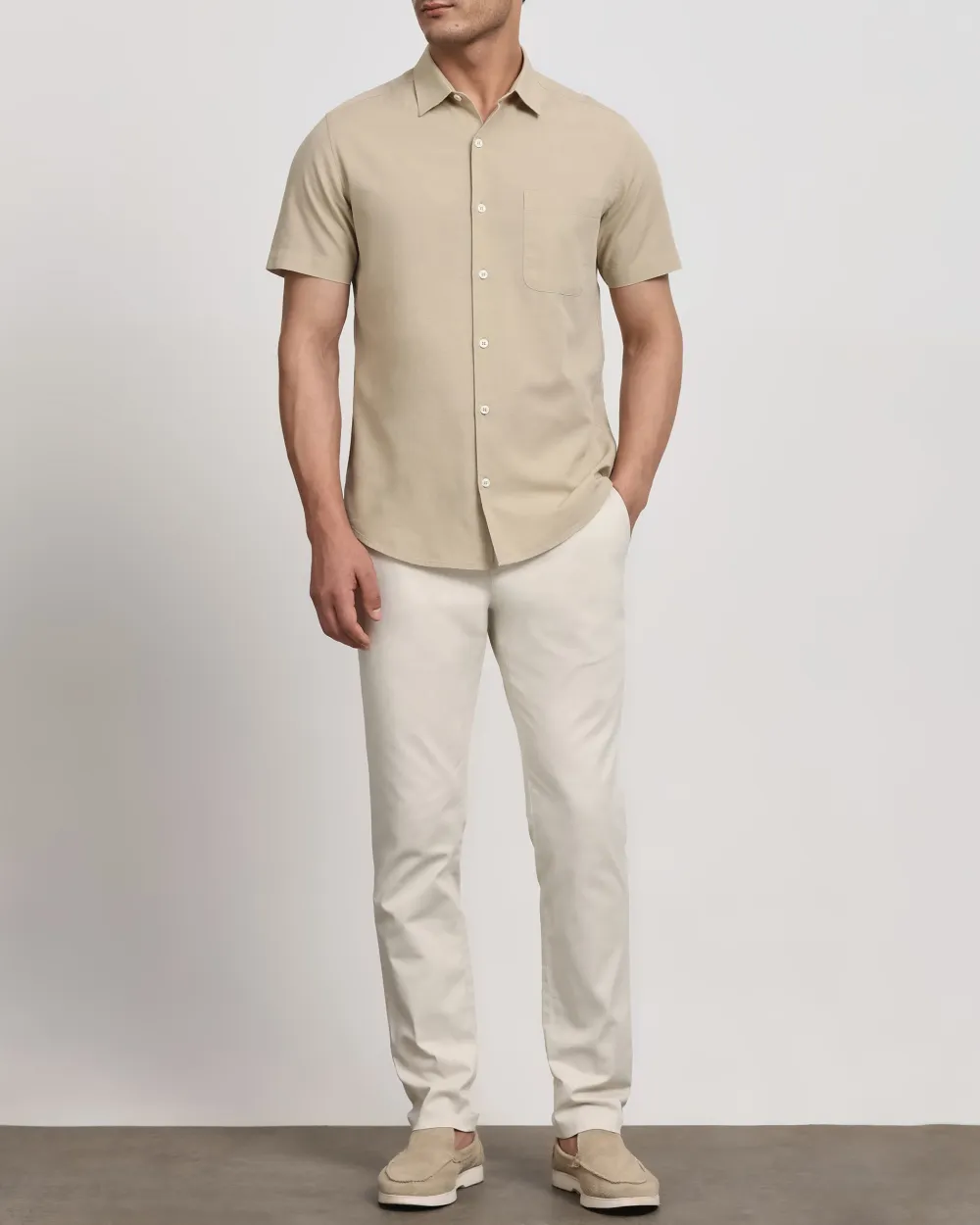 Simple And Soft Slim-Fit Breathable Beige Shirt
