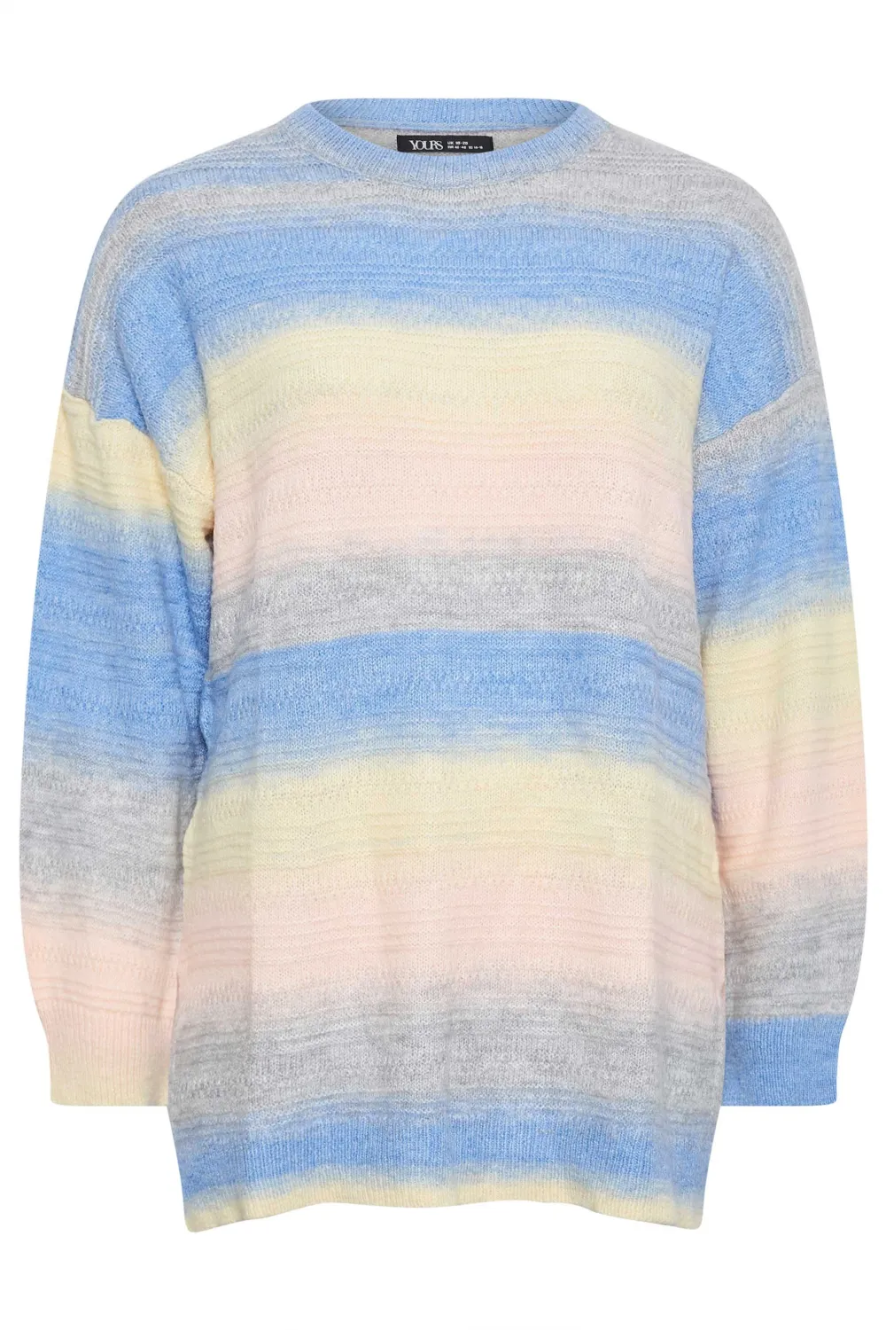 YOURS Curve Blue Stripe Side Split Knitted Jumper