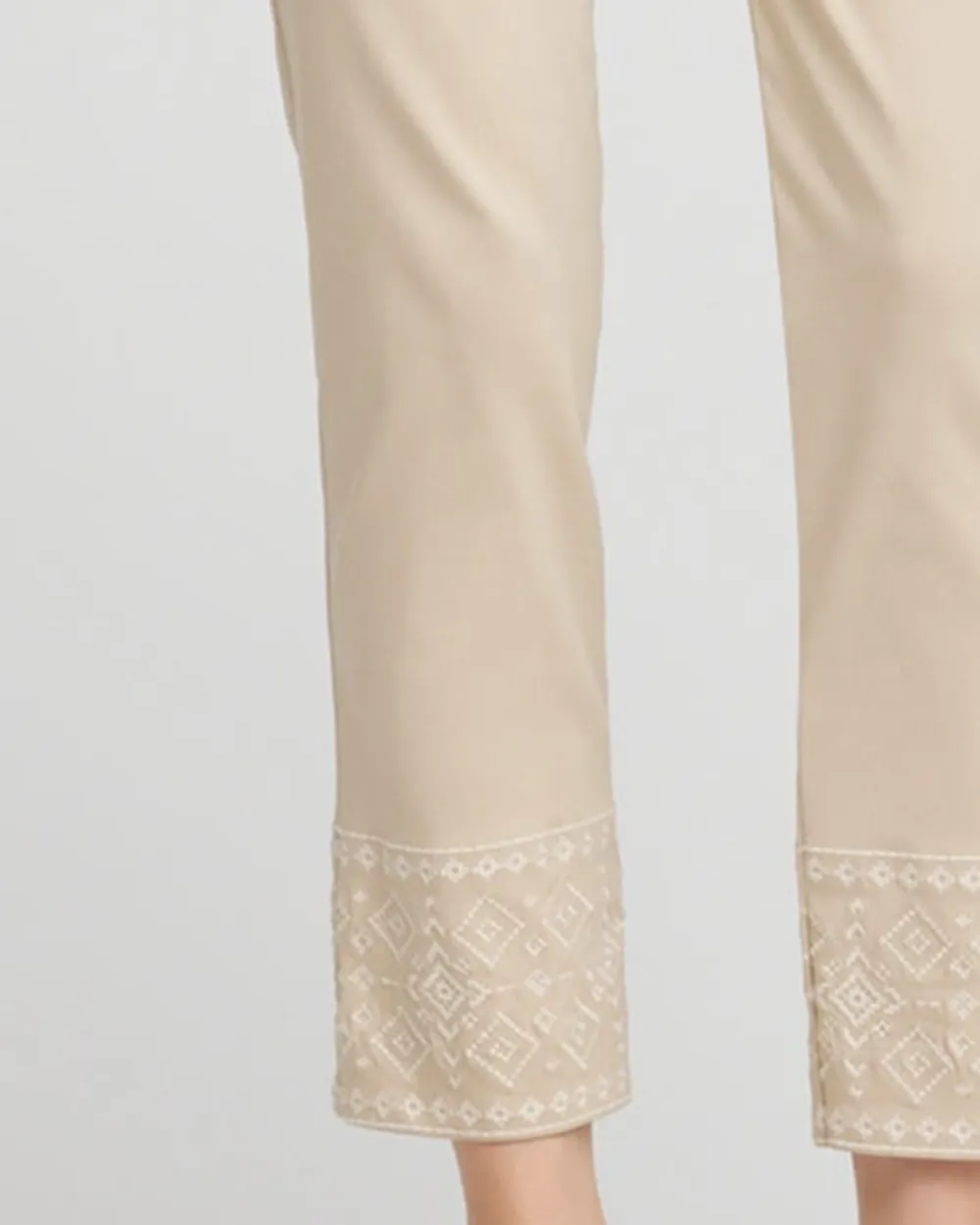 Embroidered Ankle Lace Hem Pants
