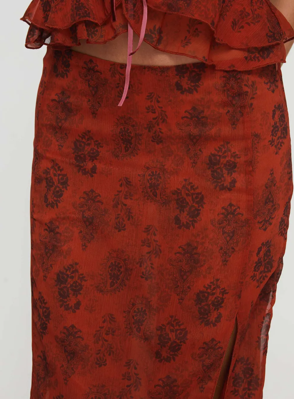 Floral Print Asymmetric Maxi Skirt