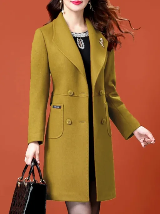 Lapel Solid Four Buttons Slim Coat