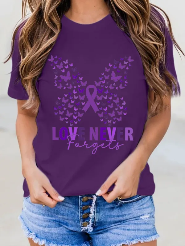 Women's I Will Remember For You Dementia Alzheimer's Disease Awareness Print T-Shirt