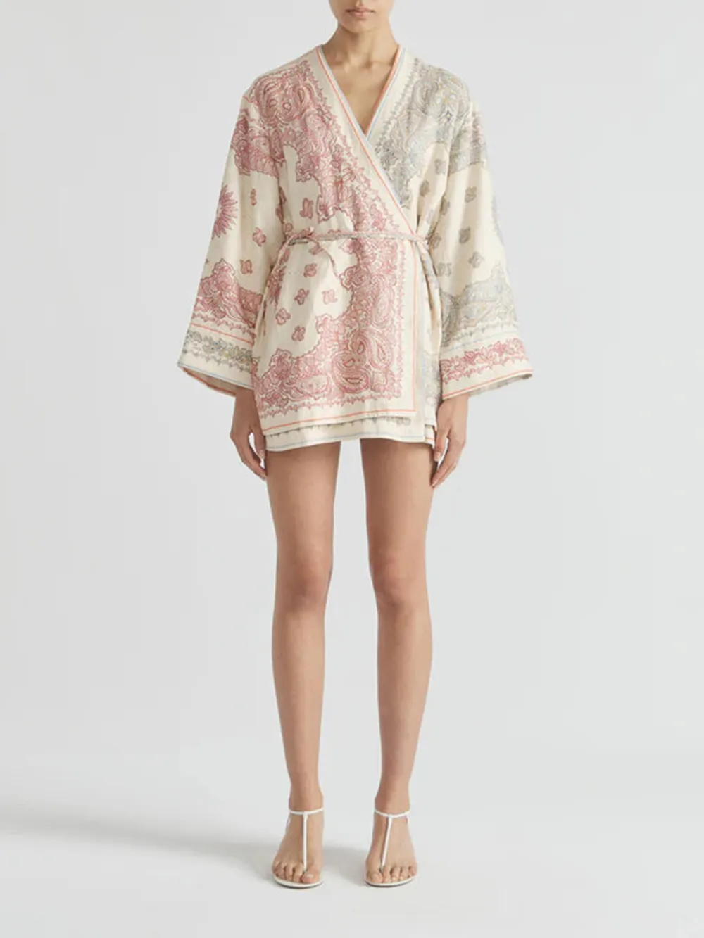 Casual Style Multi Long Sleeve Mini Robe