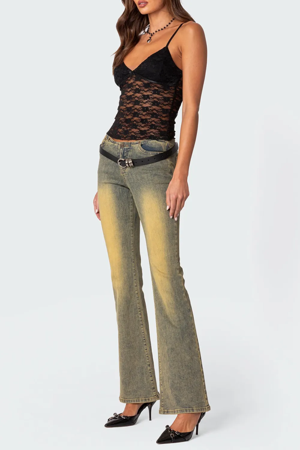 Bow Transparent Lace Tank Top