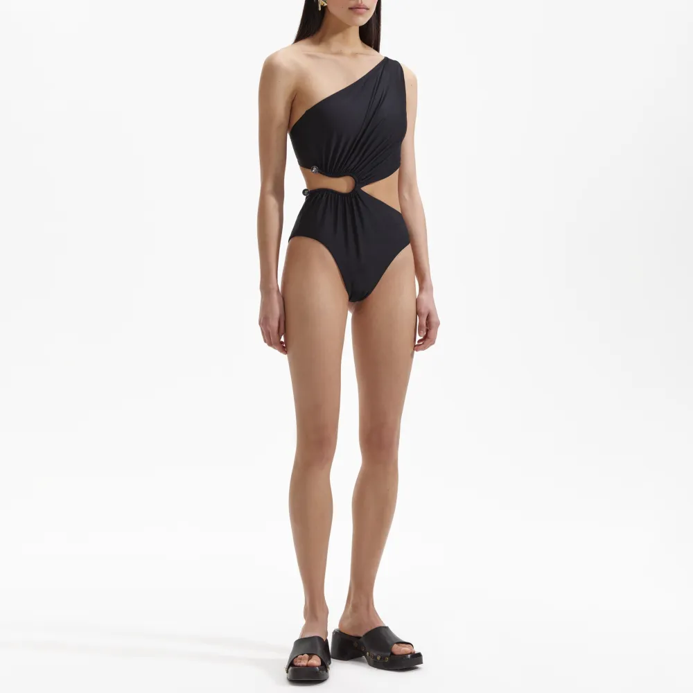 Black Asymmetric Swimsuit