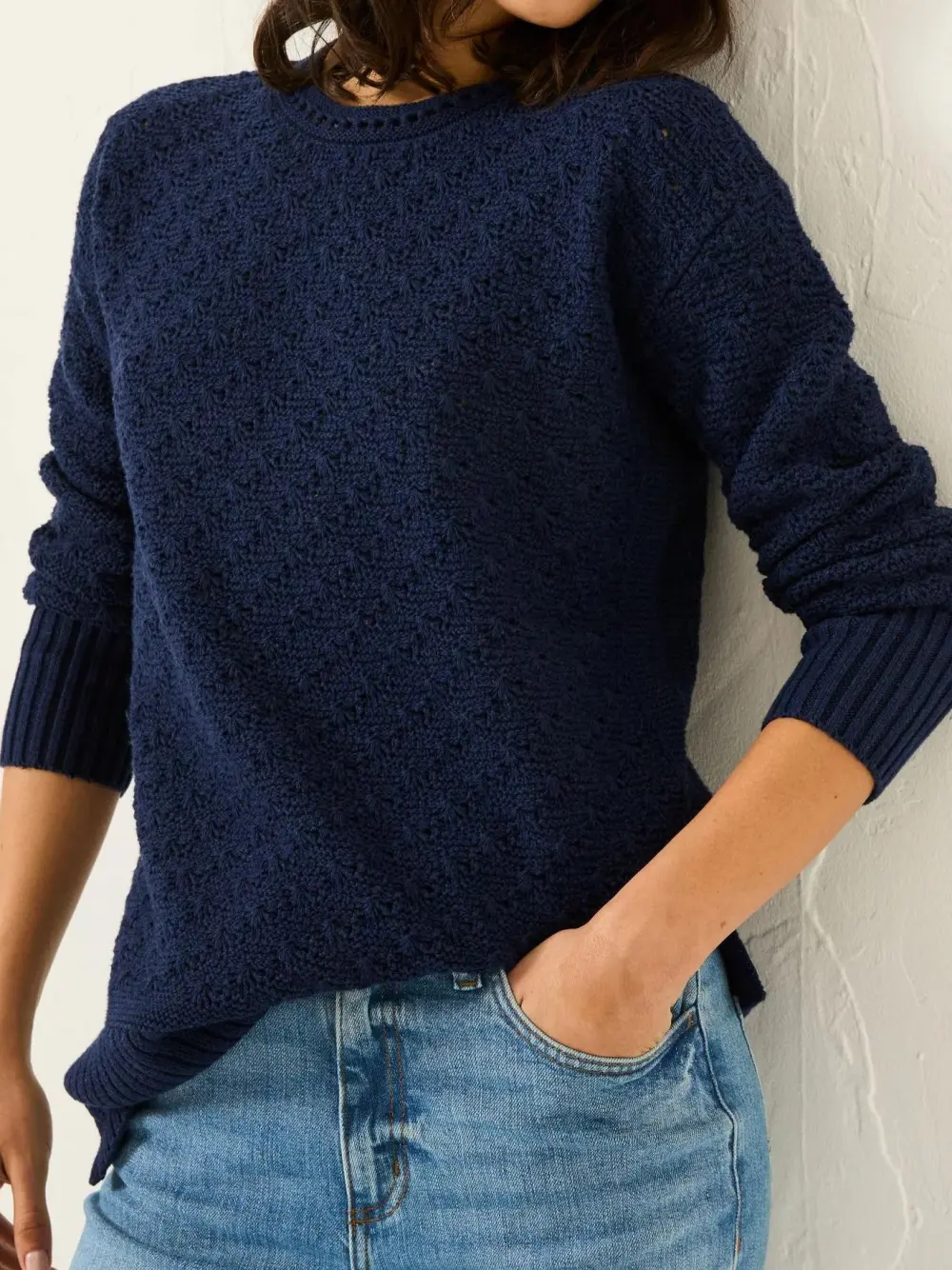 Farryn Navy Farryn Knitted 100% Cotton Knitted Jumper