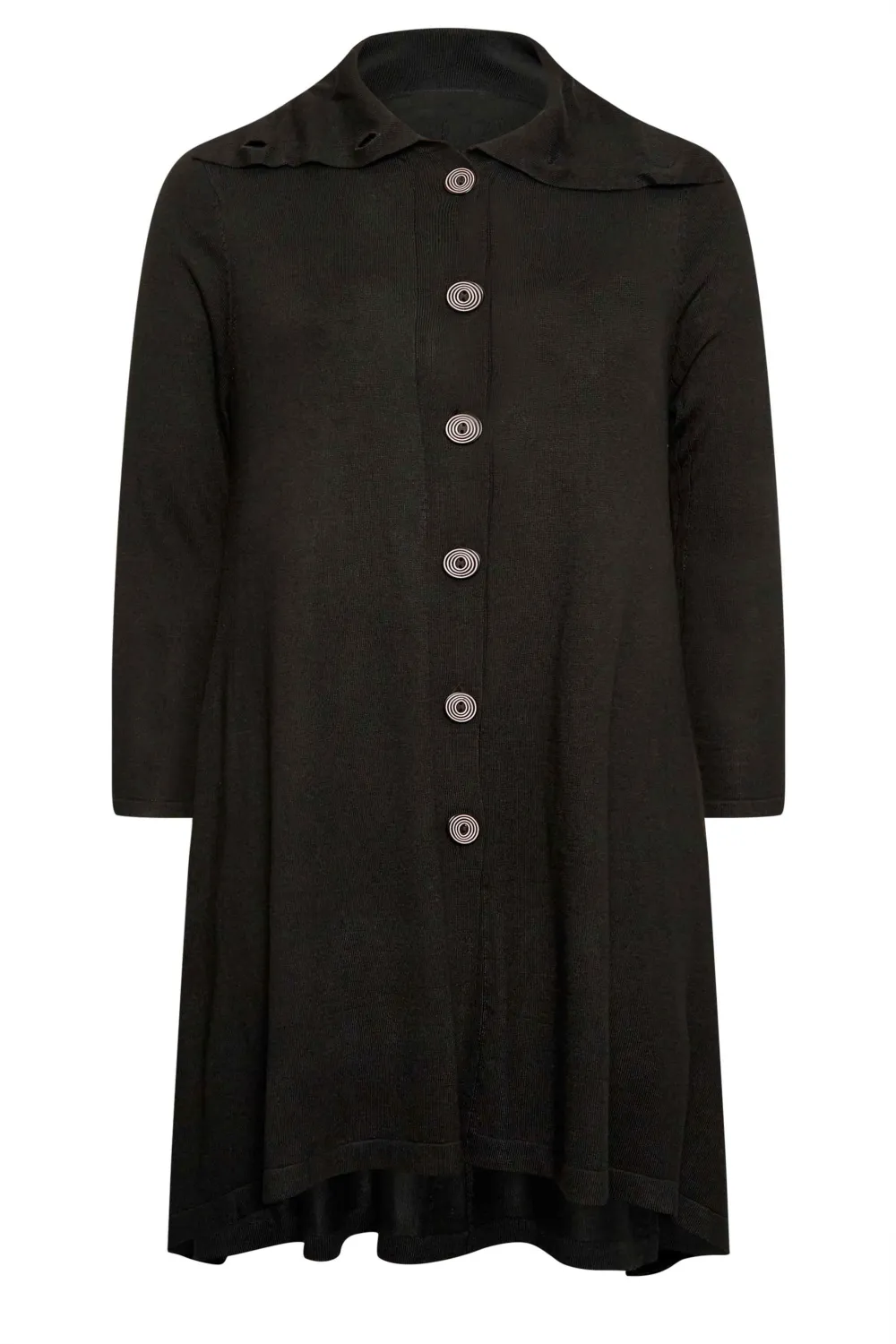 Evans Black Button Through Longline Cardigan
