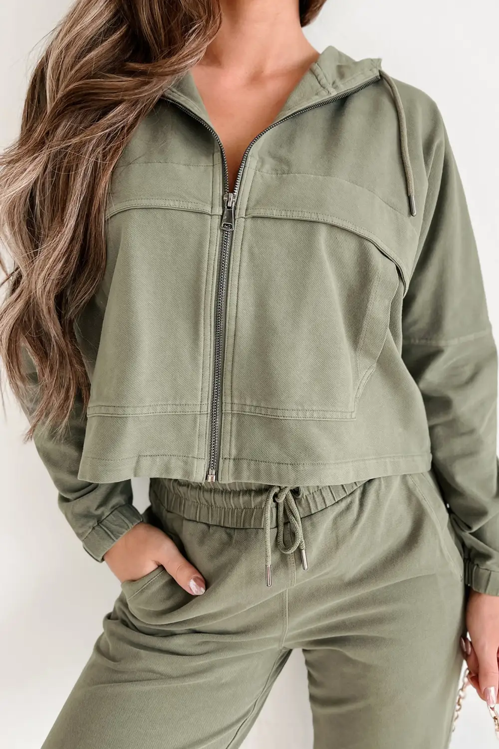 Military Green Hooded Utility Jacket