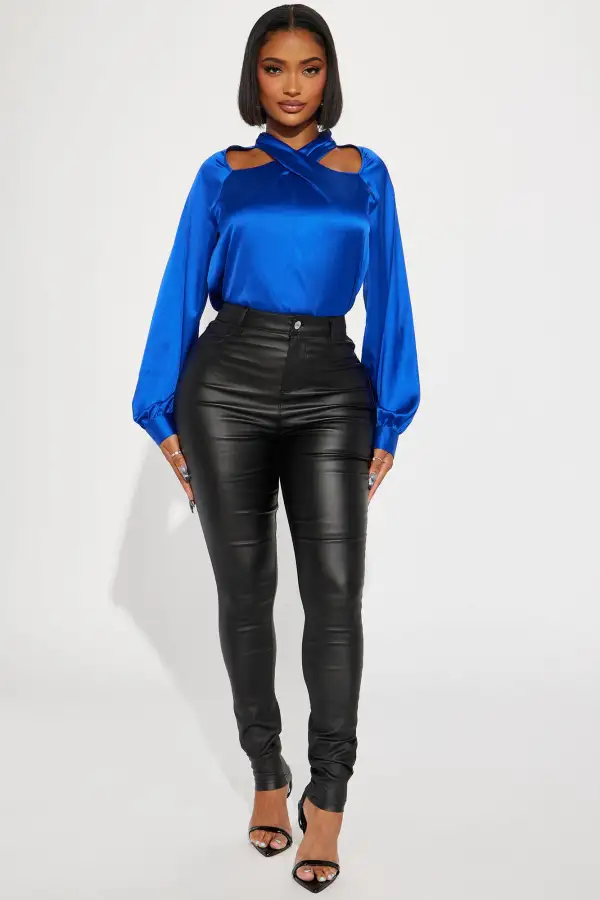 I Am The Gift Satin Blouse - Royal