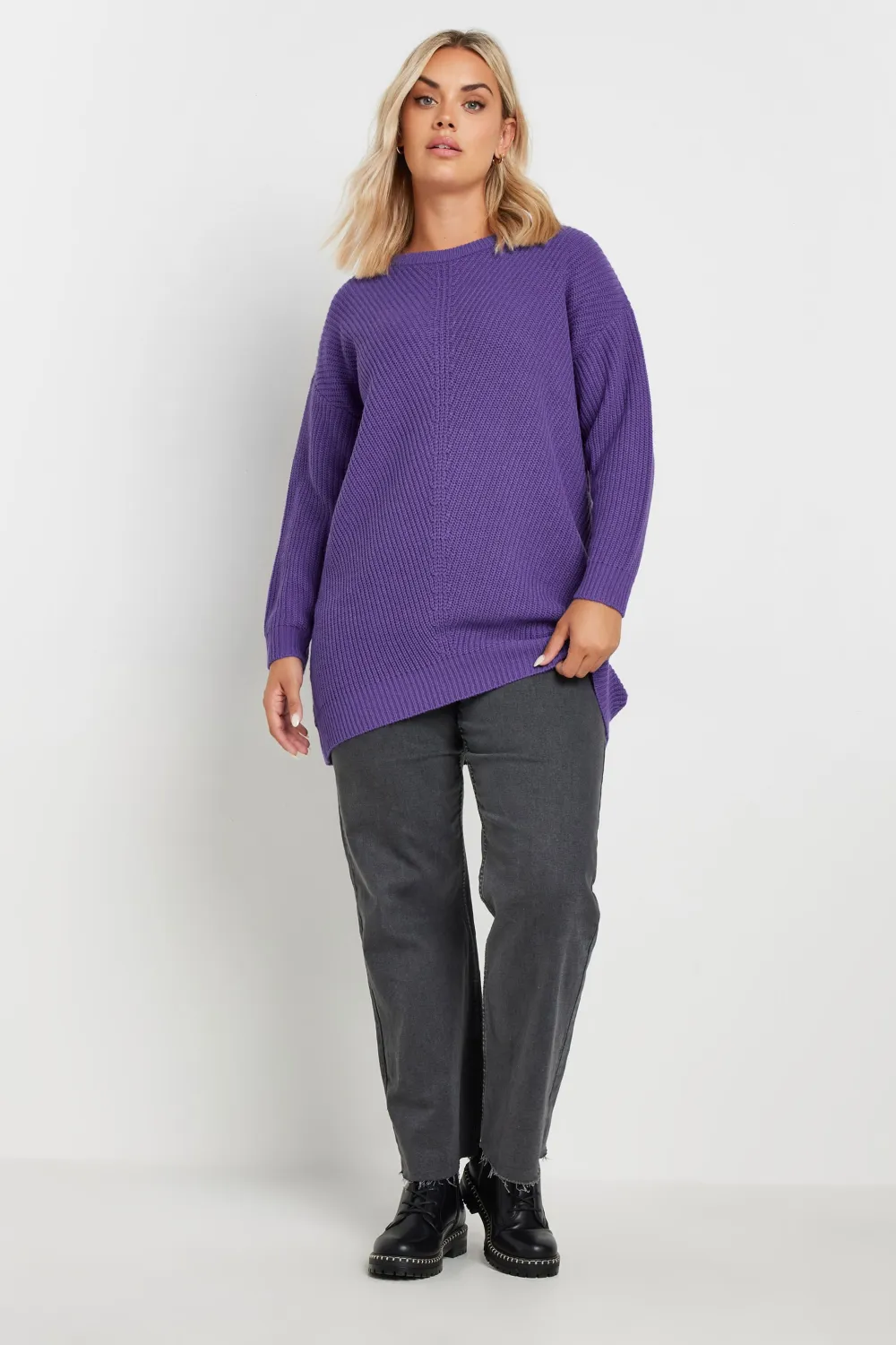 YOURS Curve Black & White Essential Knitted Jumper