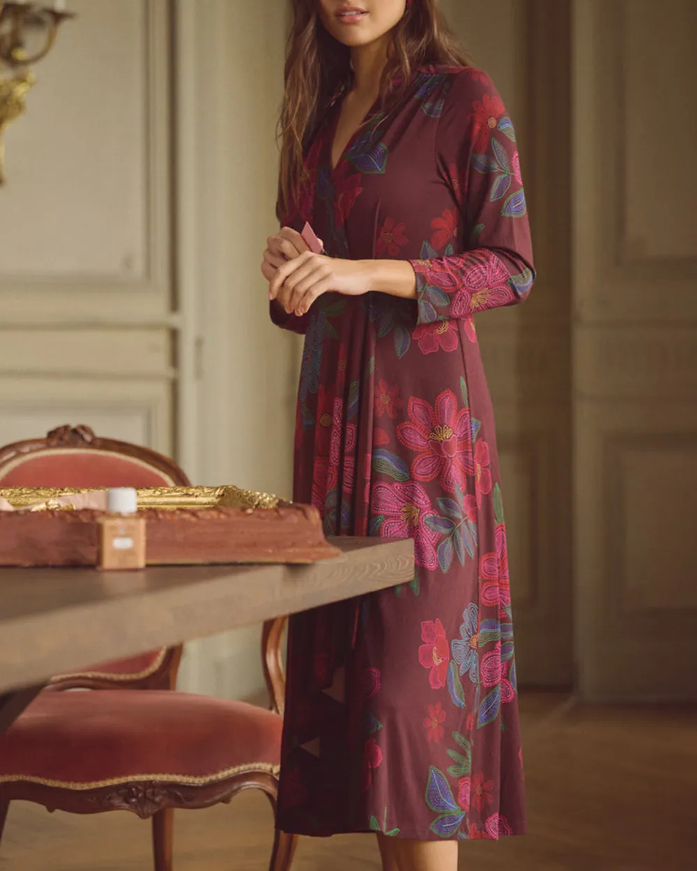 Printed Jersey Midi Dress