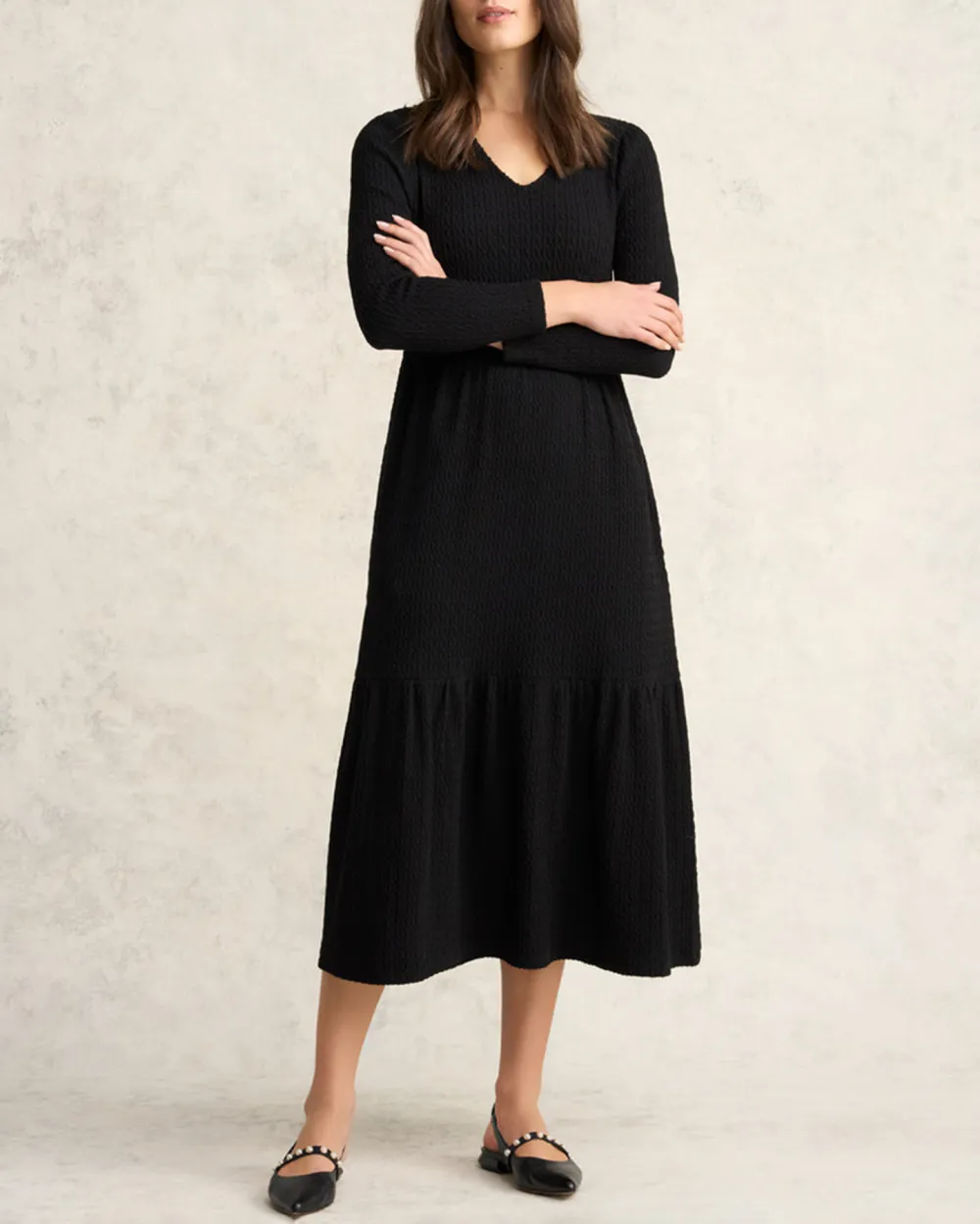 Textured Jacquard Midi Dress