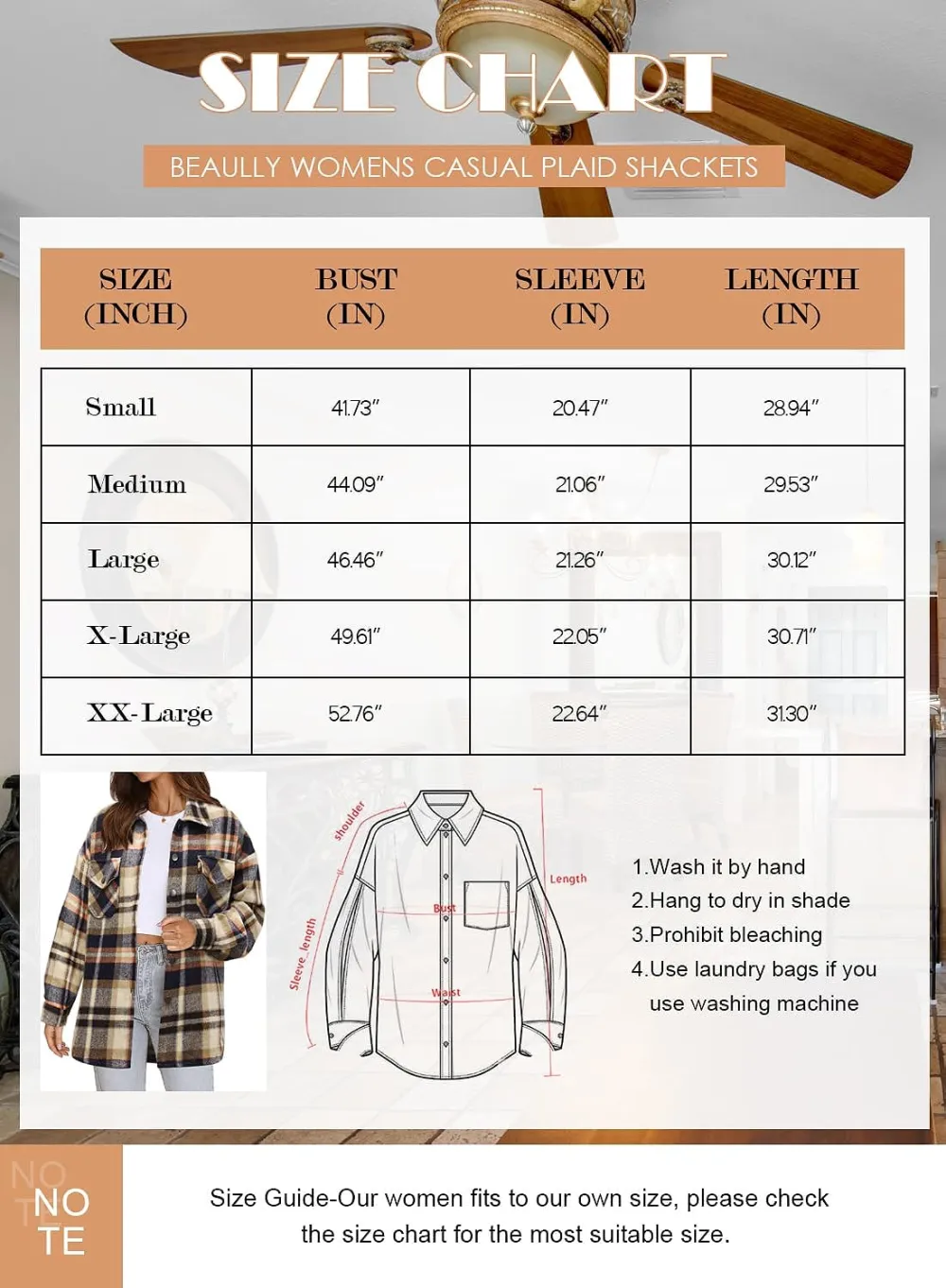 Women's Flannel Plaid Shacket Long Sleeve Button Down Chest Pocketed Shirts Jacket Coats