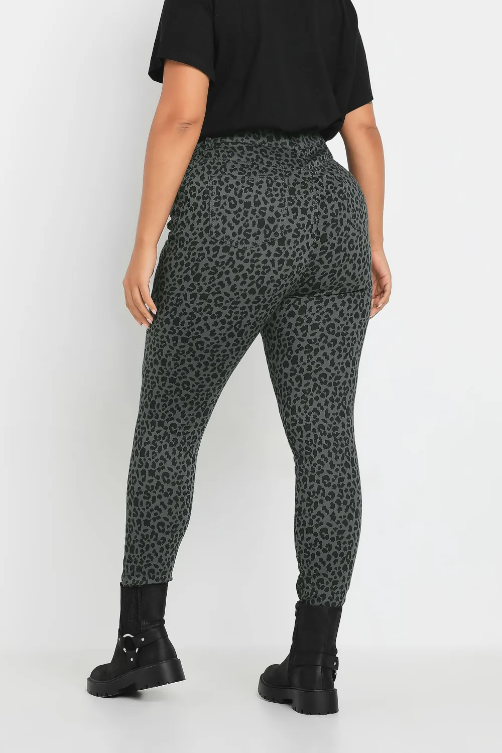 YOURS Curve Grey Leopard Print Jeggings