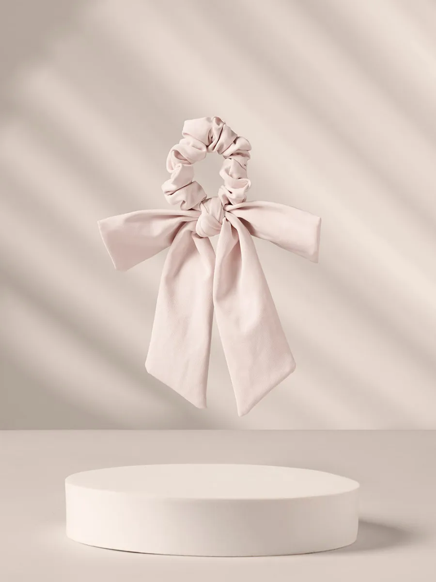 Pink Satin Bow Scrunchie