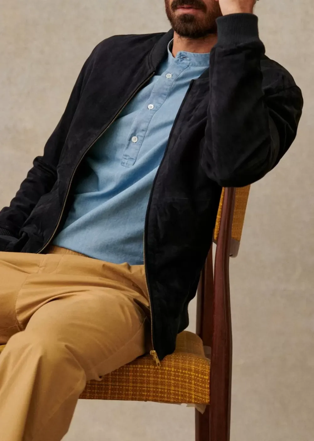 Suede Crew Neck Jackets