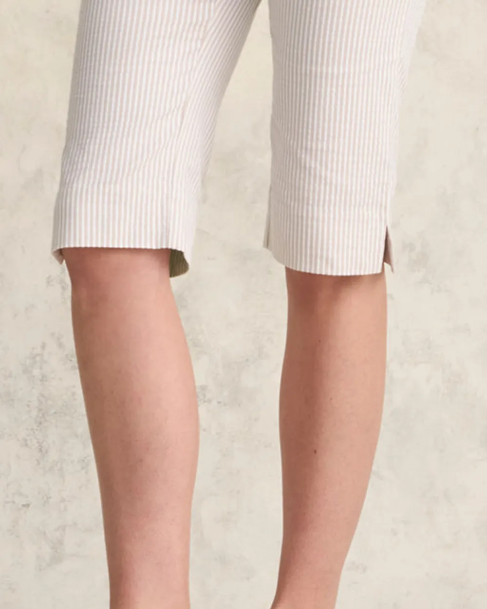 Striped Knit Knee Length Shorts