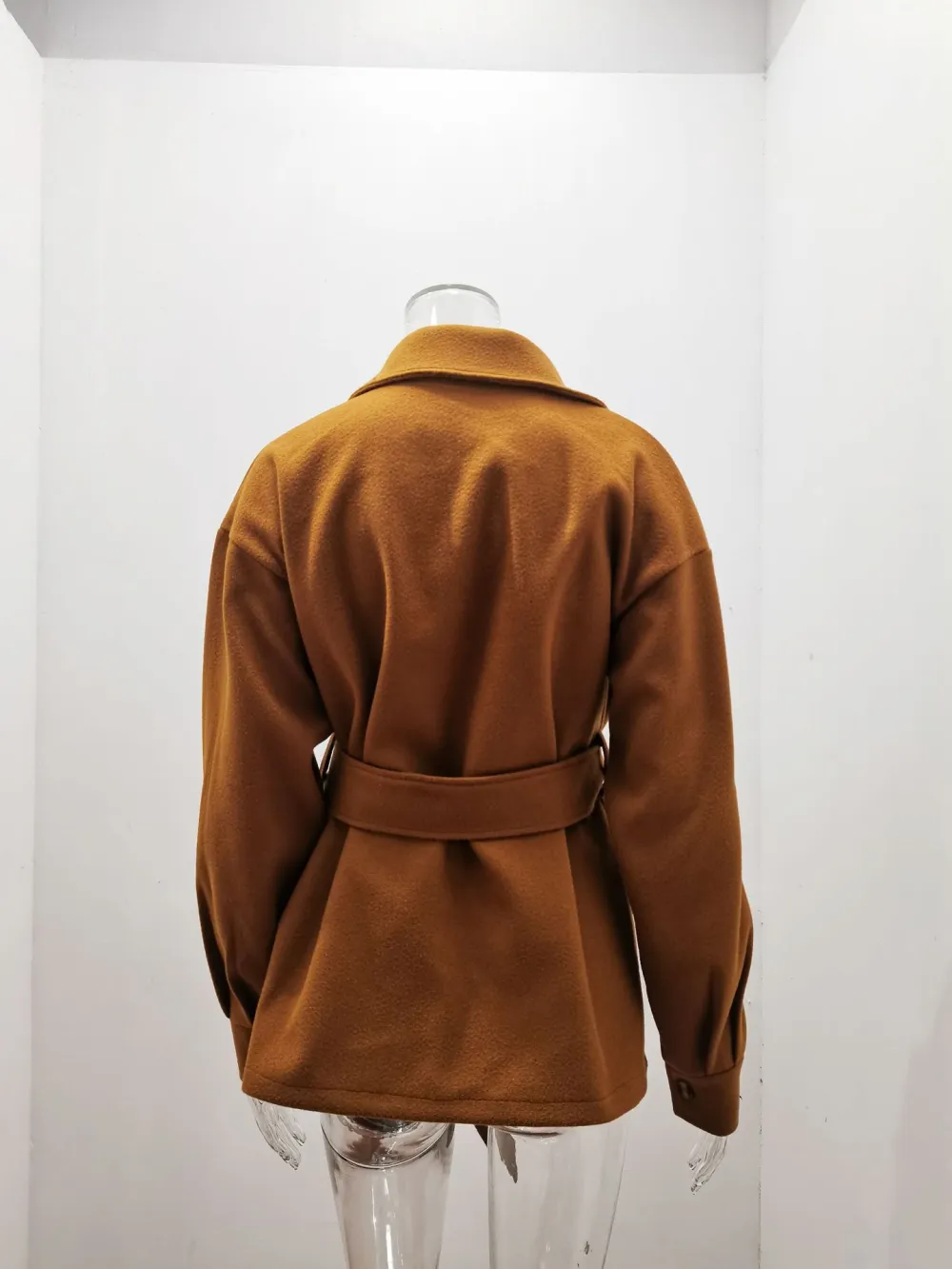 Belted pocket embellished open front jacket