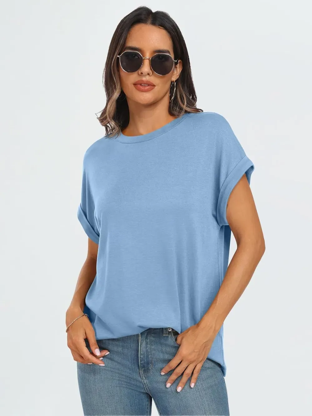 AUTOMET Women Tops Casual Basic T Shirts Loose Fit Crewneck Short Sleeve Summer Outfits