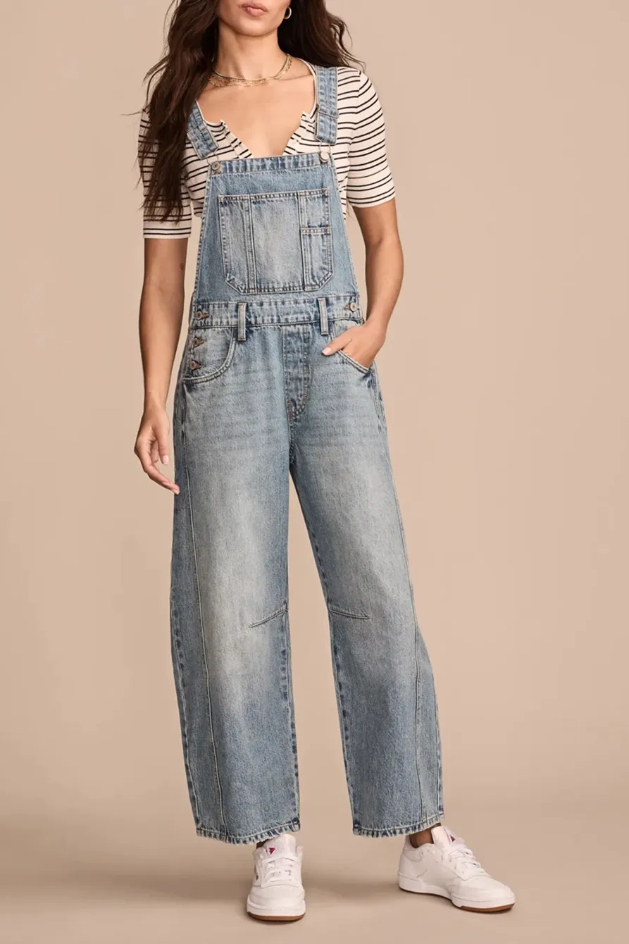 Adjustable Straps Barrel Leg Overall