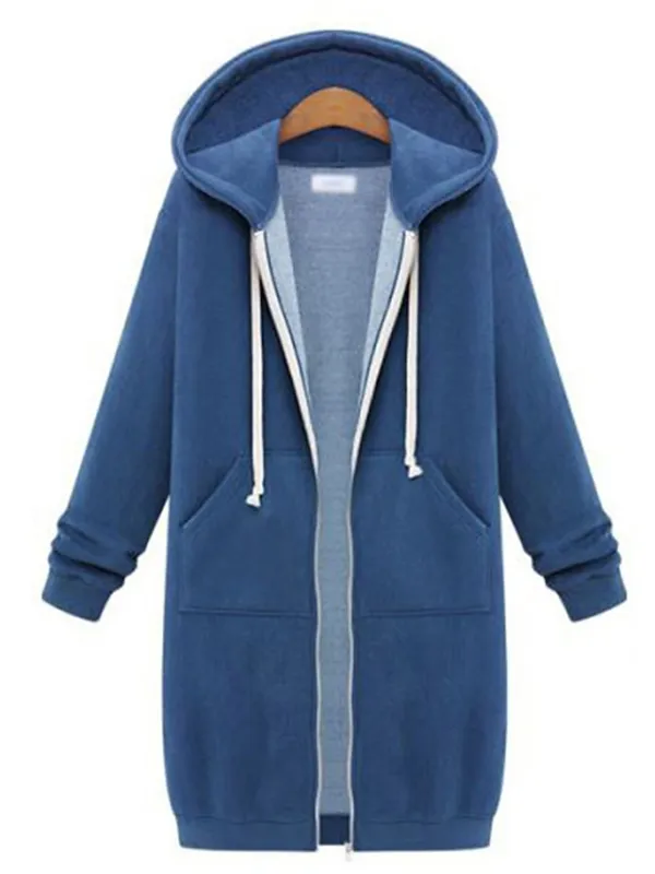 Women's Coat Fall Hoodie Jacket Sport Outdoor Drawstring Jacket with Poackets Zipper Warm Streetwear Regular Fit Outerwear Long Sleeve Fall Black L