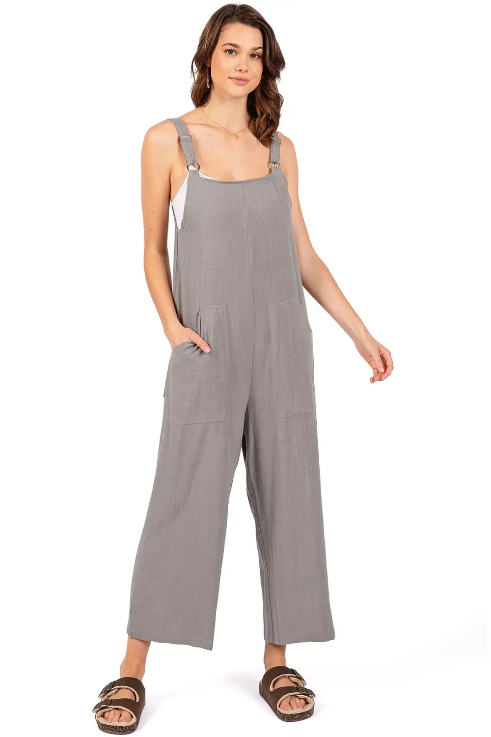 Crop Wide-Leg Linen Jumpsuit