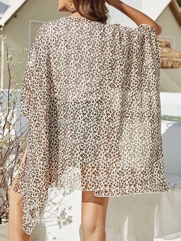 Vacation Leopard Printing Chiffon Coverup