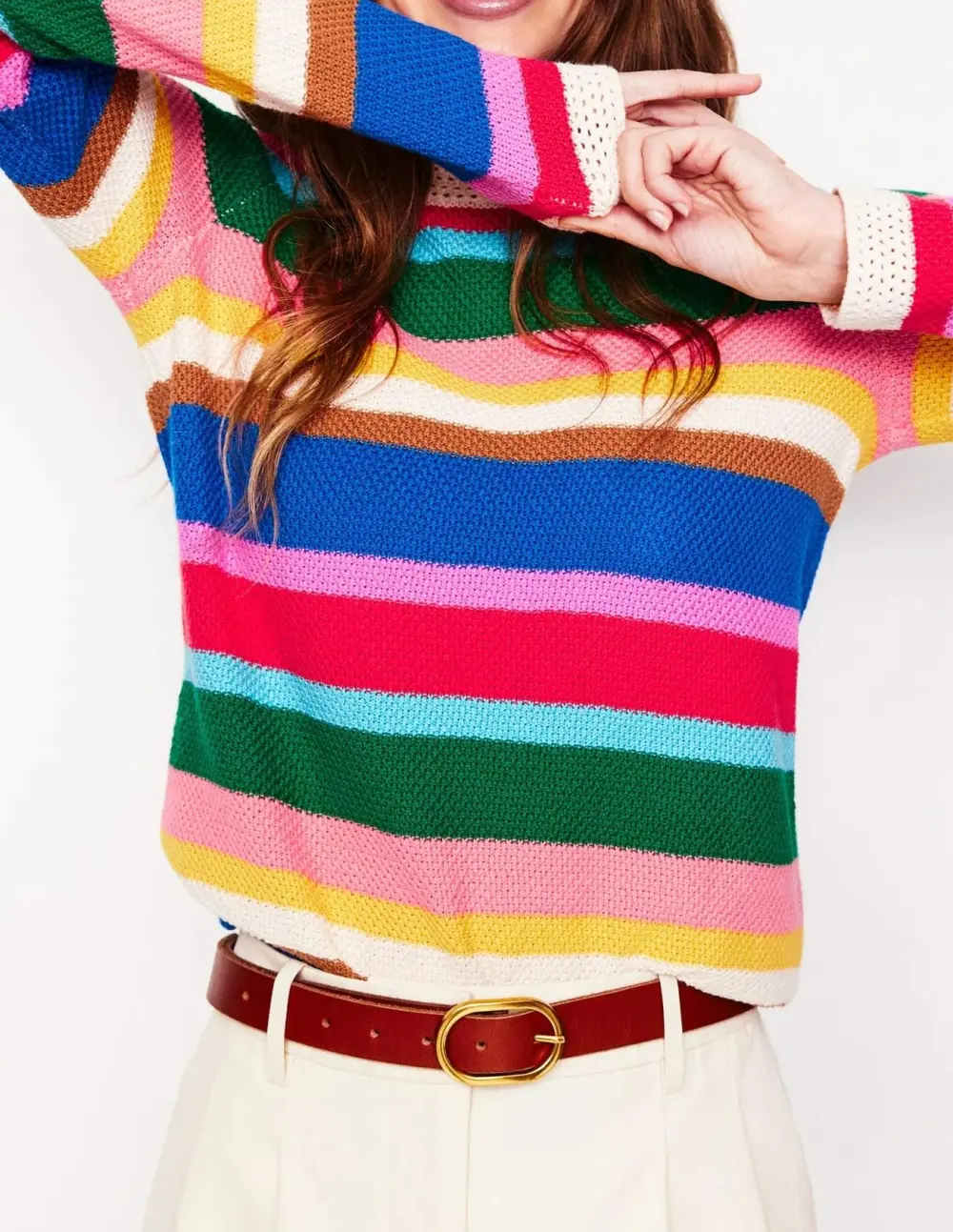 Pullover Crew Neck Trim Sweater