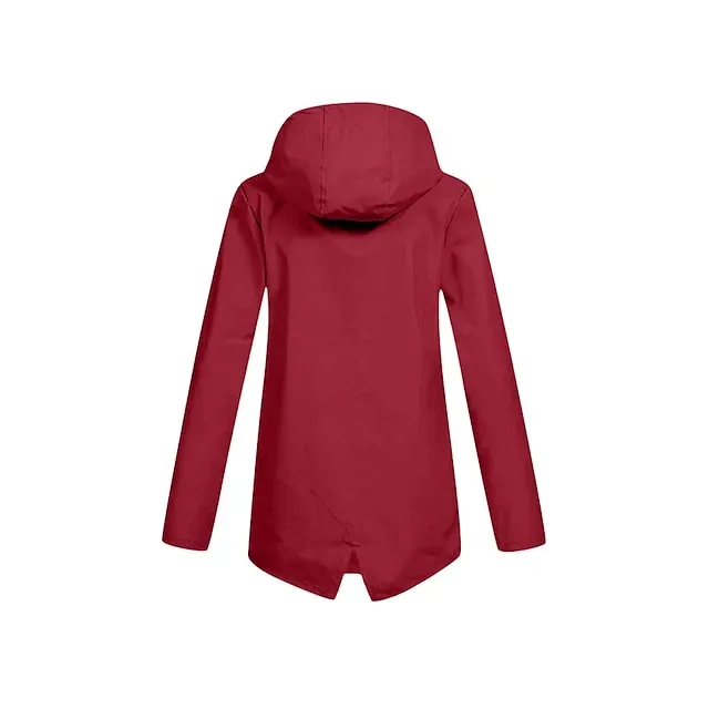 Women's Raincoat Waterproof Rain Jacket Fleece Winter Coat Windproof Trench Coat Fall Sport Outdoor Hiking Jacket Lihghtweight Zip up Hooded Jacket with Pocket Warm Long Sleeve Fall Winter Navy