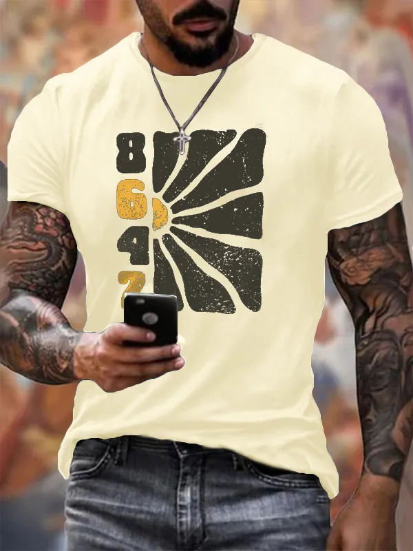 Men'S T-Shirt Men'S Vintage Flower 86 47 Printed T-Shirt Digital Flower Print Pure Cotton Short Sleeve