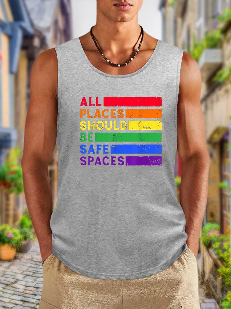 Men'S Vests All Places Should Be Safe Spaces Gay Ally LGBTQ Pride Month