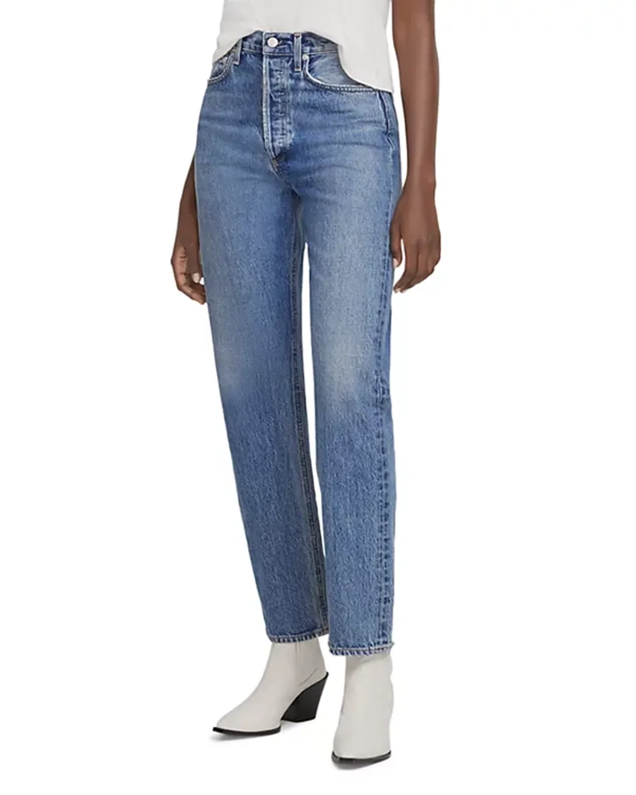 Pinch Blue Waist High Rise Straight Leg Jeans