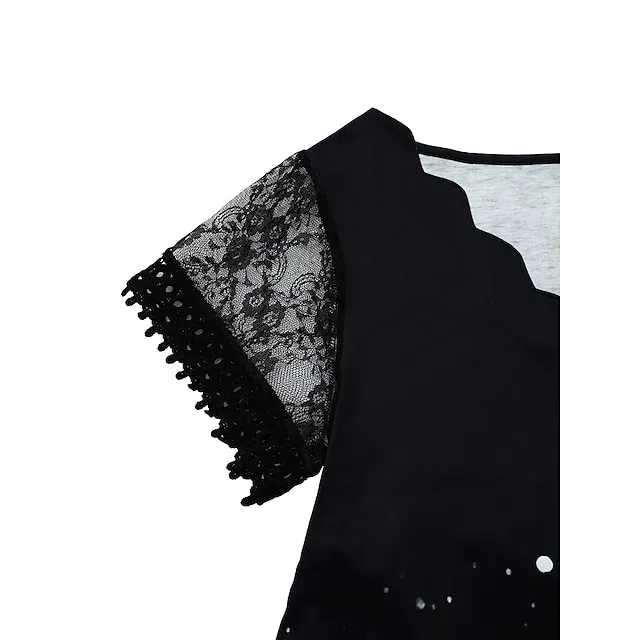 Women's Casual Dress Shift Dress Midi Dress Red Blue Purple Short Sleeve Color Gradient Lace Summer Spring Scalloped Neck Fashion Vacation Summer Dress Spring Dress 2023 S M L XL XXL 3XL 4XL 5XL