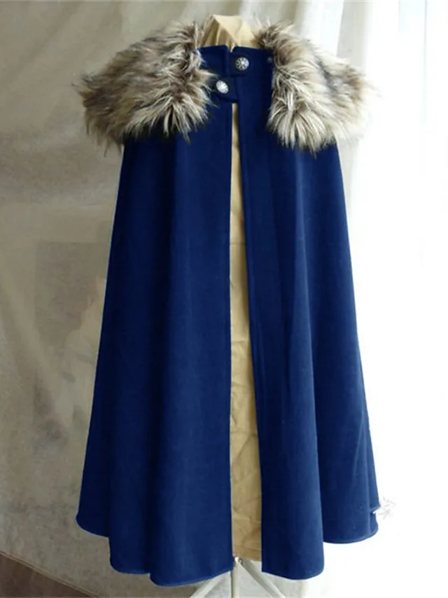 Women's Coat Cloak / Capes Street Daily Going out Fall Winter Long Coat Regular Fit Warm Breathable Casual Jacket Long Sleeve Solid Color Fur Trim Black Navy Blue Blue