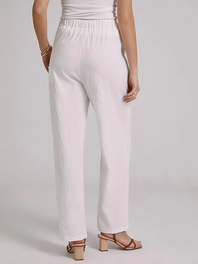 Women's Bootcut Culottes Wide Leg Chinos Cotton Faux Linen Solid Colored Baggy Mid Waist Lightweight Basic Wedding Daily Black White S M Spring &  Fall