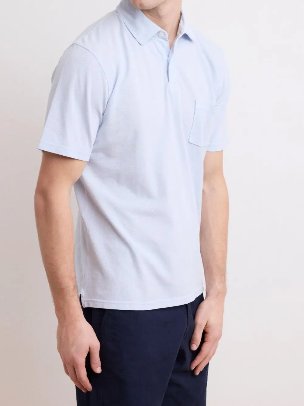Comfortable Casual Breathable Soft Faded Blue Polo Shirt