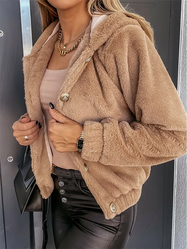 Fluff/Granular Fleece Fabric Casual Teddy Jacket