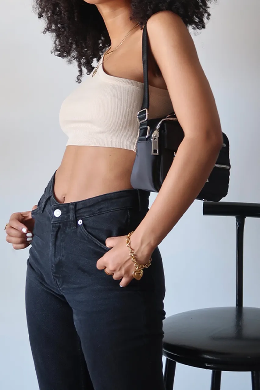 Asymmetric One Shoulder Ribbed Crop Top