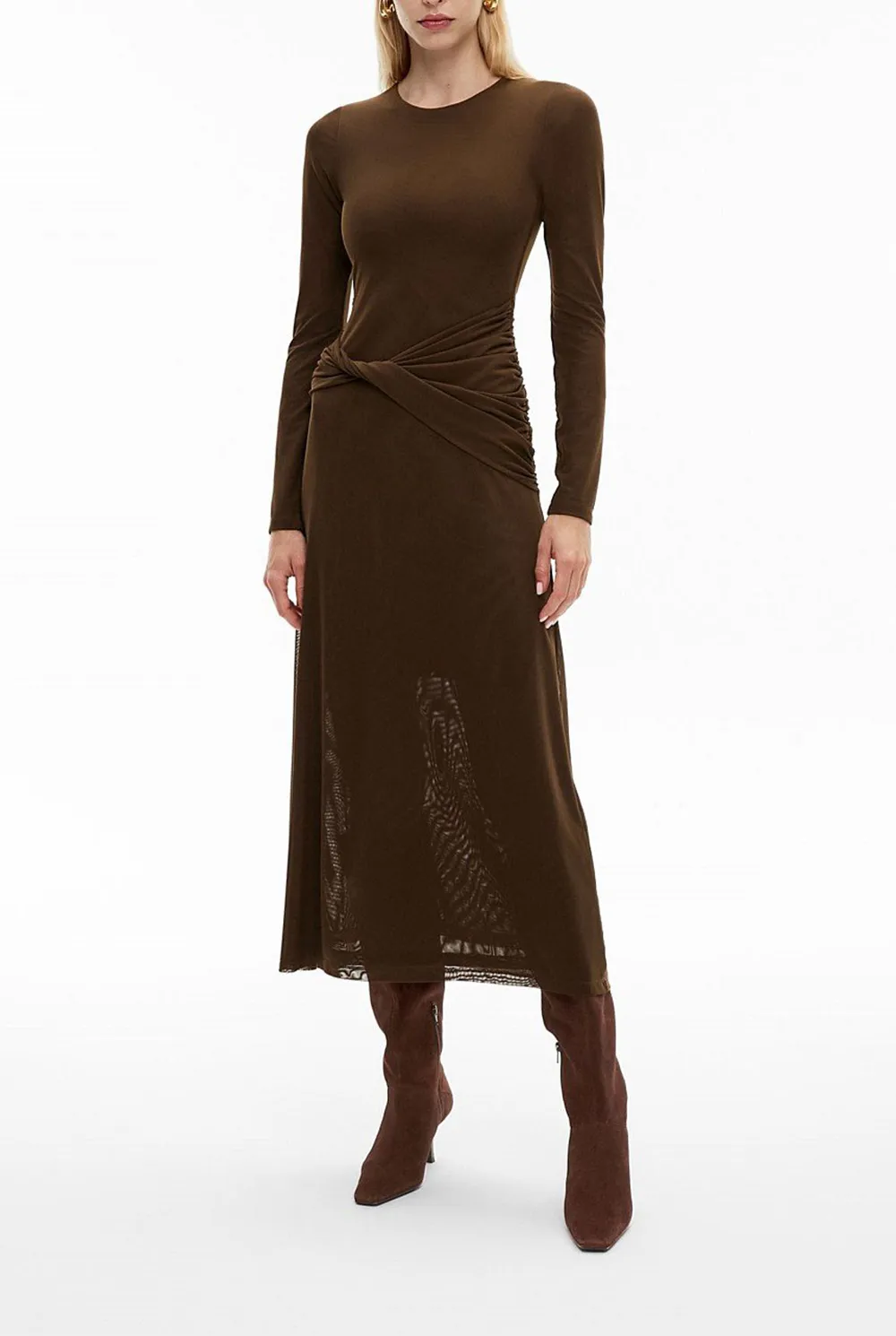 Net Fabric Pleated Dress