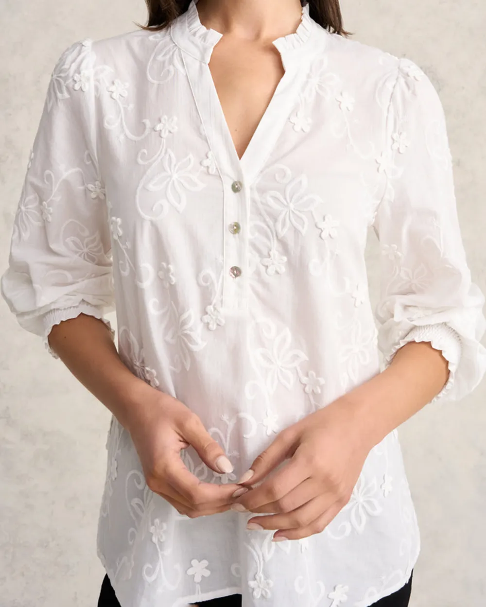 3D Floral Cotton Blouse