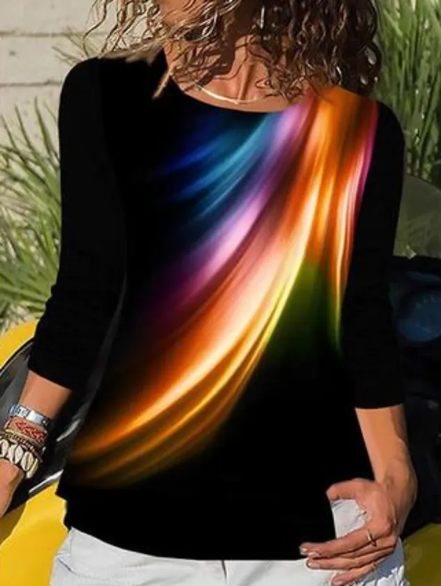 Women Summer Boho Sweet Long Sleeve Casual  Tops