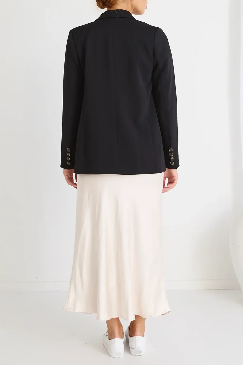 Champagne Satin Bias Midi Skirt